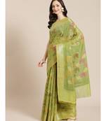 green silk cotton woven   saree with  blouse