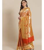 mustard silk blend woven   saree with  blouse