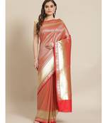 red silk blend woven   saree with  blouse