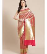 pink silk blend woven   saree with  blouse