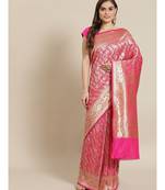 pink silk blend woven   saree with  blouse