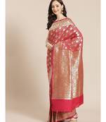 pink silk blend woven   saree with  blouse