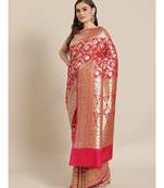 pink silk blend woven   saree with  blouse