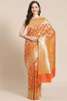 mustard silk blend woven   saree with  blouse