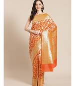 mustard silk blend woven   saree with  blouse