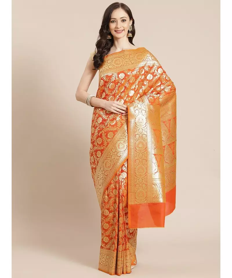 mustard silk blend woven   saree with  blouse