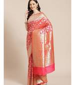 pink silk blend woven   saree with  blouse