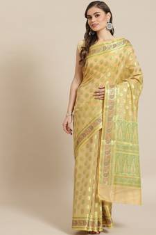 beige silk blend woven   saree with  blouse