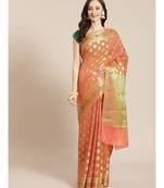 pink silk blend woven   saree with  blouse