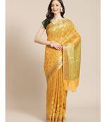 mustard silk blend woven   saree with  blouse