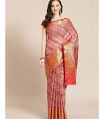pink cotton silk woven   saree with  blouse