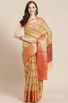 yellow cotton silk woven   saree with  blouse