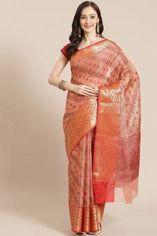pink cotton silk woven   saree with  blouse