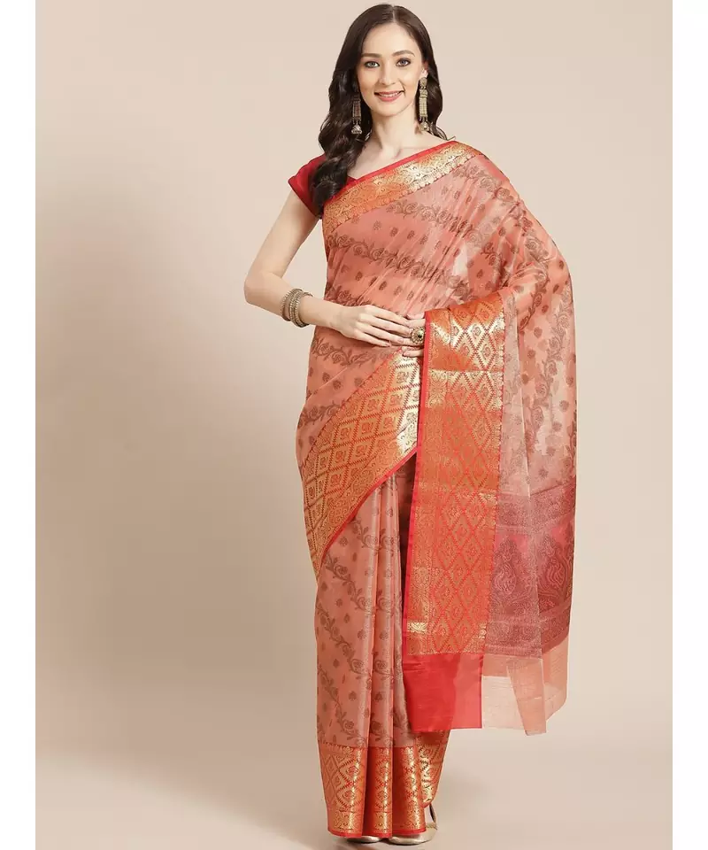 pink cotton silk woven   saree with  blouse