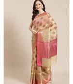 beige cotton silk woven   saree with  blouse