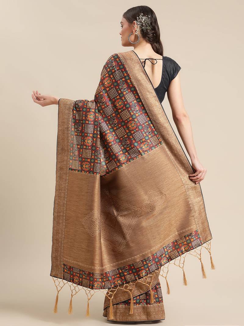 Burgundy gadwal sarees Traditional Saree with Contrast Border