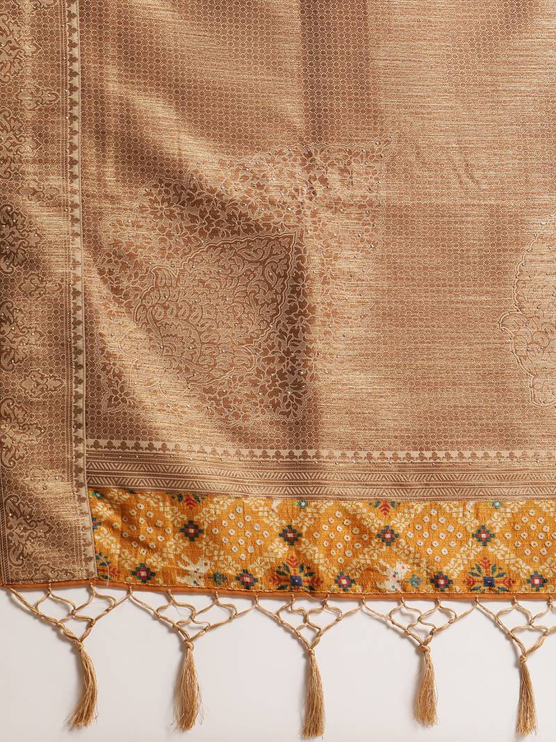 Golden gadwal sarees Traditional Saree with Contrast Border