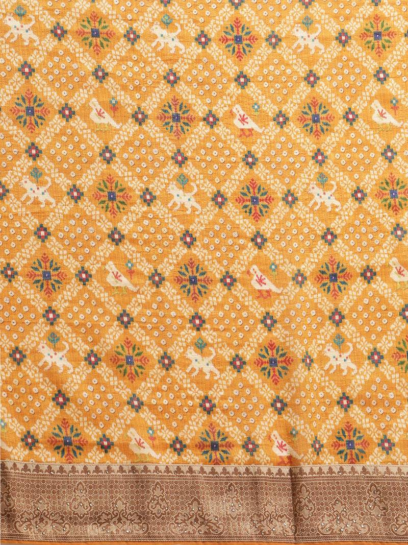 Golden gadwal sarees Traditional Saree with Contrast Border