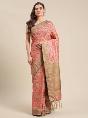 Pink gadwal sarees Traditional Saree with Contrast Border 1