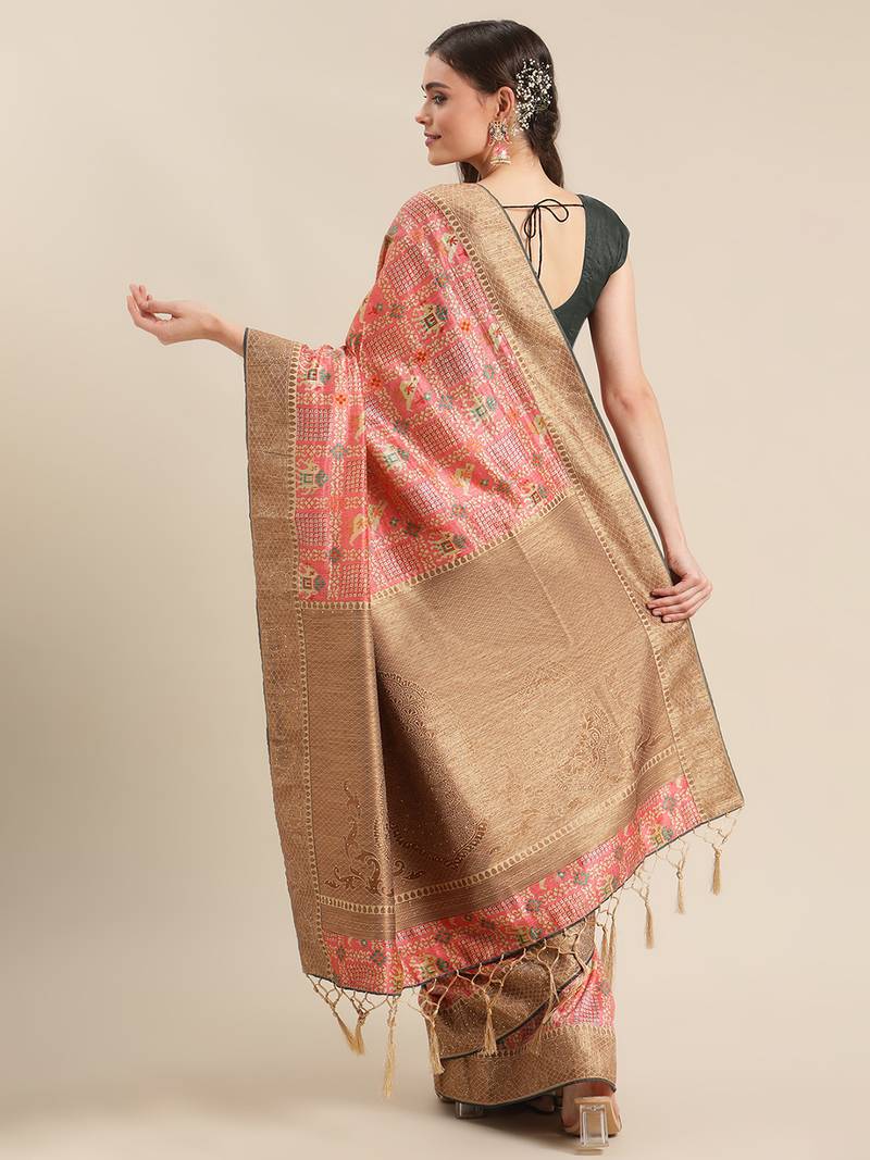 Pink gadwal sarees Traditional Saree with Contrast Border