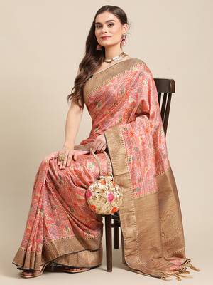 Pink gadwal sarees Traditional Saree with Contrast Border 3