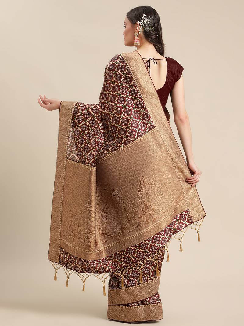 Maroon gadwal sarees Traditional Saree with Contrast Border