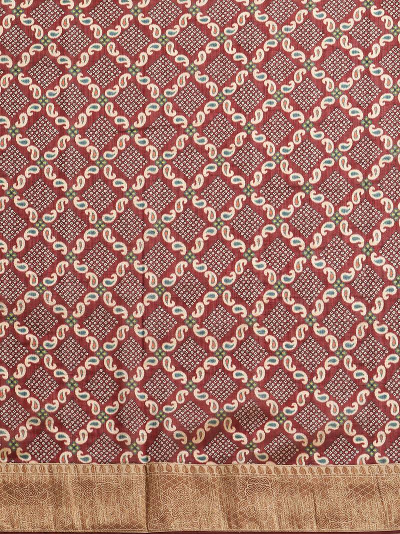 Maroon gadwal sarees Traditional Saree with Contrast Border