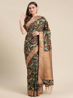 Black gadwal sarees Traditional Saree with Contrast Border 1