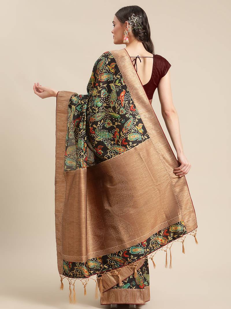 Black gadwal sarees Traditional Saree with Contrast Border