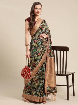 Black gadwal sarees Traditional Saree with Contrast Border 3
