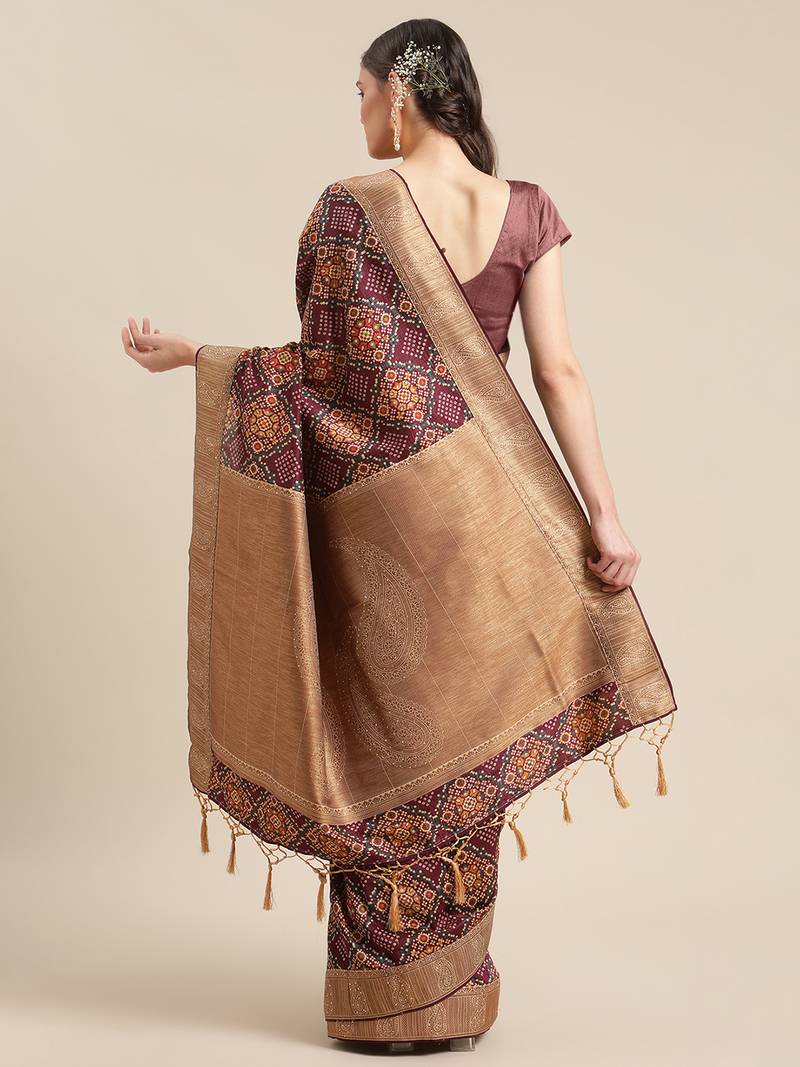 Purple gadwal sarees Traditional Saree with Contrast Border