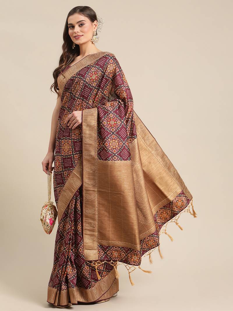 Purple gadwal sarees Traditional Saree with Contrast Border