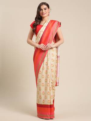 Shraddha arya Cream woven silk blend saree with blouse 8