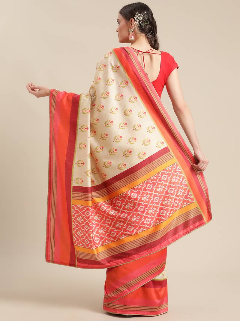 Shraddha arya Cream woven silk blend saree with blouse