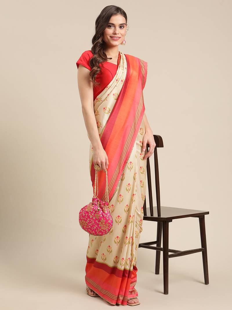 Shraddha arya Cream woven silk blend saree with blouse