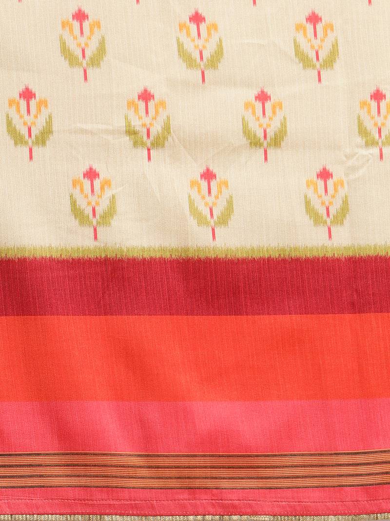 Shraddha arya Cream woven silk blend saree with blouse