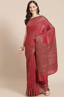 red pure silk woven   saree with  blouse