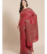 red pure silk woven   saree with  blouse