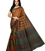 Beige printed pure cotton saree with blouse