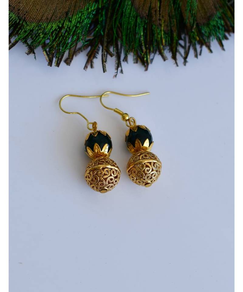 Handmade green designer beads necklace set dj 04598