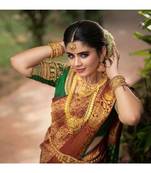 Brown  hand woven silk  sarees with blouse