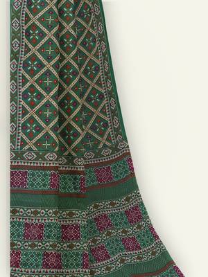 Green printed pure cotton saree with blouse 3