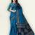 Blue printed pure cotton saree with blouse