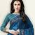 Blue printed pure cotton saree with blouse