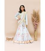 Blue Embroidery Choli with Blue Net Lehenga