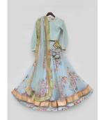 Blue Printed Kurta And White Salwar