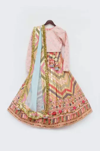 Green Top With Green Glitter Net Lehenga And Dupatta
