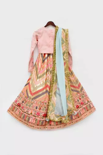Green Top With Green Glitter Net Lehenga And Dupatta
