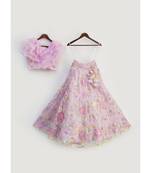 Lilac Organza Frill Top with Embroidery Lehenga