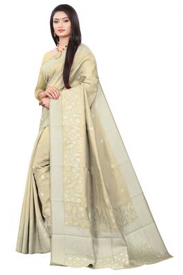 Light green woven kanchipuram silk saree with blouse 2